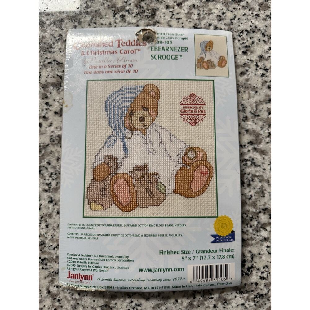 Janlynn Cherished Teddies Cross Stitch A Christmas Carol Ebearnezer Scrooge NEW